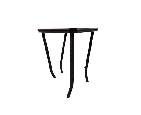 BURMESE CARVED WOOD TABLE, AND A WALL CLOCK  the table with understage and the clock with black Arabic numerals table 50cm wi