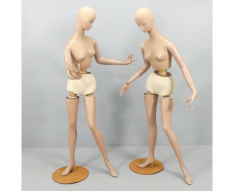 Two similar vintage Belgian shop display mannequins. Height (tallest) 178cm approx. 