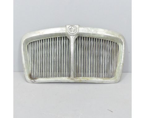 Vintage chrome MG Classic Car radiator grille, width 70cm, height 40cm 