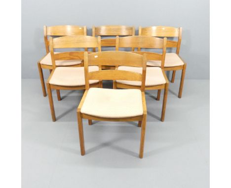 KURT ØSTERVIG FOR FDB MØBLER - A set of six Danish mid-century light-oak and upholstered dining chairs, with impressed maker'