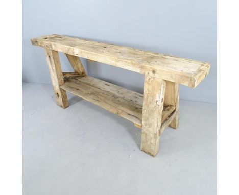 A vintage pine workbench. 181x79x52cm. 