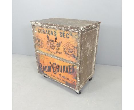A vintage advertising tool chest on wheels. 63x73x41cm. 
