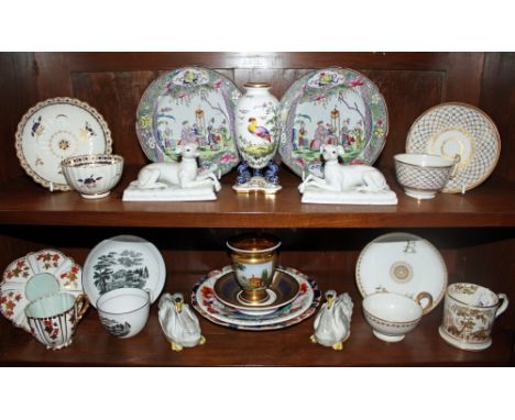 Collection of eighteenth and nineteenth century tea cups and saucers together with other decorative ceramics  CONDITION REPOR