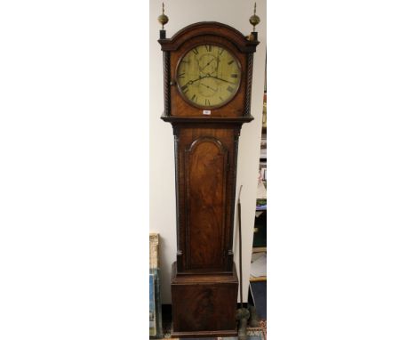 Charles Jamieson; Aberdeen, Scottish, Regency mahogany longcase clock with circular engraved brass dial, 218cm high
