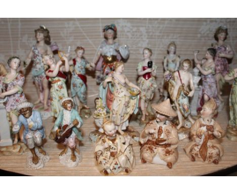 Good collection of nineteenth century and later Continental porcelain figures, to include four novelty bisque nodding figures