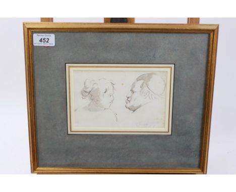 Attributed to Gaetano Gandolfi (1734 - 1802), pen and ink with wash - Sketch of an old woman and an old man with an angry exp