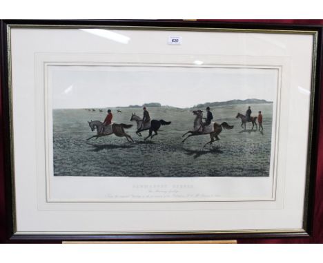 Harrington Bird (1846 - 1936), set of four hand-coloured engravings by C. R. Stock - Newmarket scenes, entitled Waiting for t