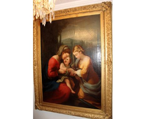 Large nineteenth century English school oil on canvas - religious family group, 160cm x 110cm,  in gilt frame CONDITION REPOR