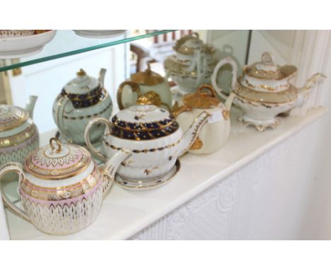 Group of seven eighteenth / nineteenth century English porcelain teapots by Derby, Worcester and others  CONDITION REPORT Spo