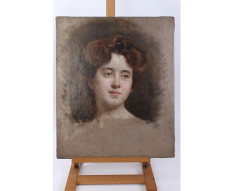 Late 19th century Continental School oil on canvas - portrait of a lady, head and neck, indistinctly inscribed and signed, 55