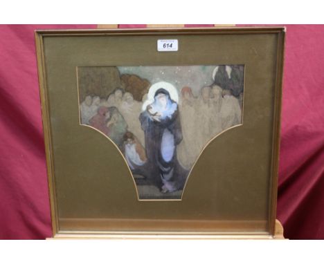 K. R. Duff, early 20th century illustration - The Madonna and Child, signed and dated 1916, in glazed gilt frame, 28cm x 32cm