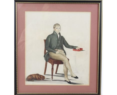 English School, circa 1840, watercolour portrait of a Gentleman named verso as William Dell of White Colne, 25 x 22cm, framed