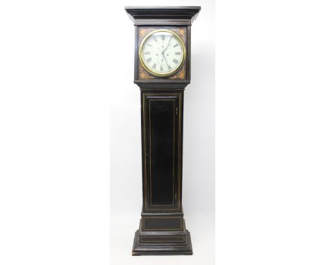 Early 19th century Scottish ebonised longcase clock by W. Ivory, Dundee, with circular enamelled dial and twin chain movement