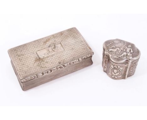 William IV silver snuff box (F. C. Birmingham 1833) engraved with initials, together with a Dutch silver ring box CONDITION R