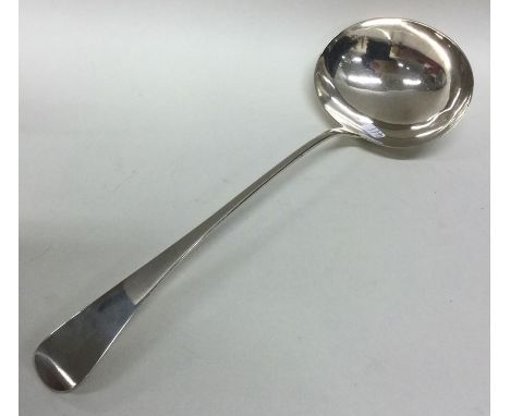 A heavy George III plain silver soup ladle. London 1809. By SH. Approx. 108 grams. Est. £80 - £120.