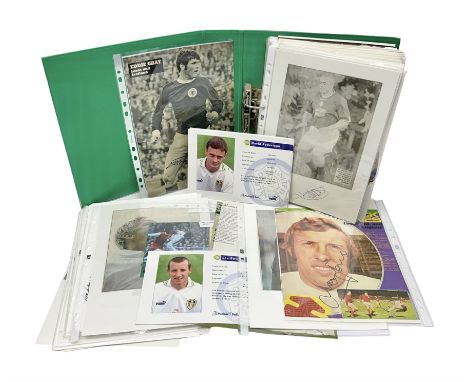 Collection of approximately 200 Leeds United related autographs, predominantly signed newspaper cuttings, contained within ri