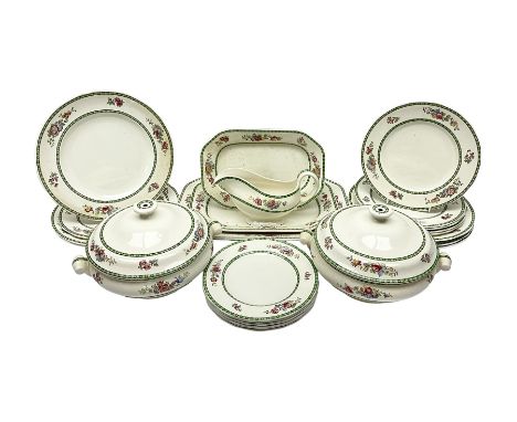 Copeland Spode, Spode's Glory pattern part dinner service, comprising two covered tureens, six dinner plates, six side plates