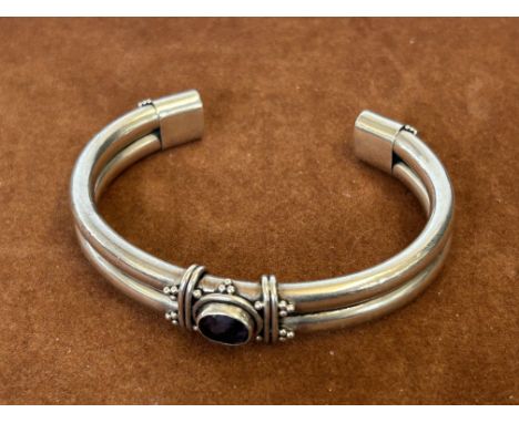 Silver amethyst bangle 