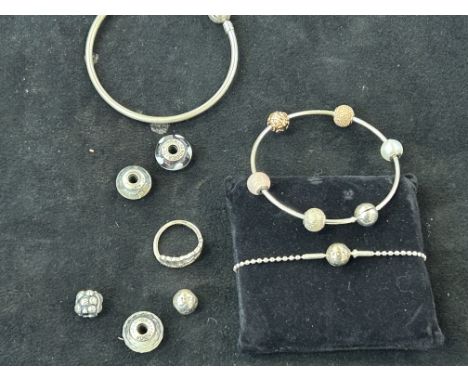 3 Pandora bracelets, pandora ring &amp; pandora charms 