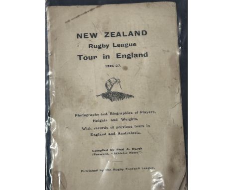 1926/27 New Zealand ruby league tour in England program