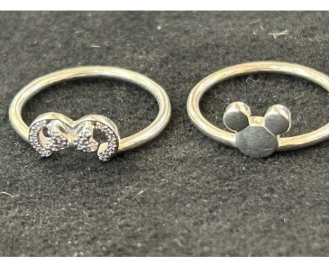 Silver Pandora disney ring &amp; 1 other silver pandora ring 