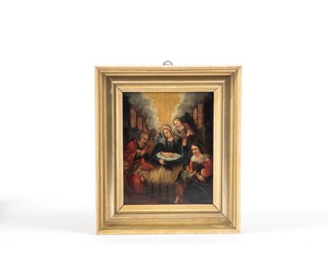 Maler des 19. Jh.Oel/Kupferplatte. Die heilige Familie. Unsign. 15 x 12 cm. R. (22x19cm)
