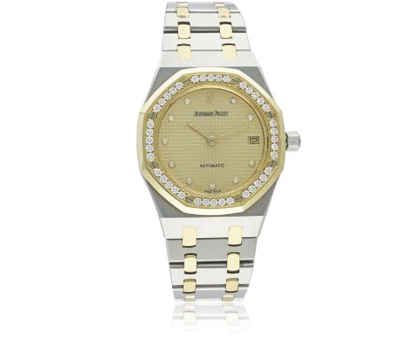 A FINE GENTLEMAN'S SIZE STAINLESS STEEL, GOLD &amp; DIAMOND AUDEMARS PIGUET ROYAL OAK AUTOMATIC BRACELET WATCH CIRCA 2000s D:
