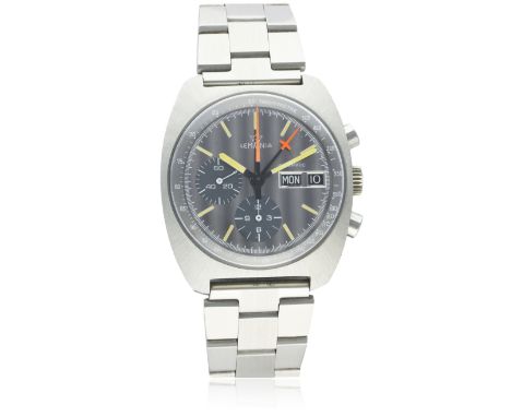 A RARE GENTLEMAN'S STAINLESS STEEL LEMANIA AUTOMATIC CHRONOGRAPH BRACELET WATCH CIRCA 1970s REF. 11001 WITH ORIGINAL BOX D: G