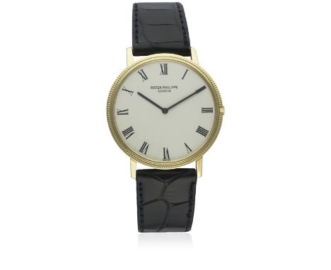 A RARE GENTLEMAN'S LARGE SIZE 18K SOLID GOLD PATEK PHILIPPE CALATRAVA ULTRA THIN AUTOMATIC WRIST WATCH CIRCA 1970s, REF. 3588