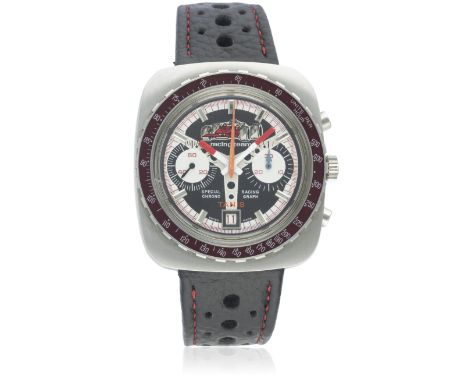 A GENTLEMAN'S "NOS" STAINLESS STEEL TANIS RACING TEAM SPECIAL RACING CHRONOGRAPH WRIST WATCH CIRCA 1970sD: "Steering wheel" d