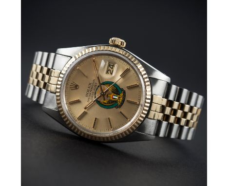 A RARE GENTLEMAN'S STEEL &amp; GOLD ROLEX OYSTER PERPETUAL DATEJUST BRACELET WATCH CIRCA 1978, REF. 16013 COMMISSIONED BY THE