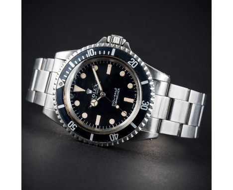 A RARE GENTLEMAN'S STAINLESS STEEL ROLEX OYSTER PERPETUAL SUBMARINER BRACELET WATCH CIRCA 1967, REF. 5513 "METERS FIRST" DIAL