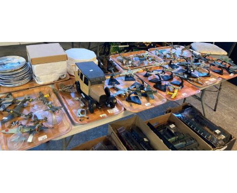 Large collection of mainly WWII period diecast metal model aircraft, to include: British, German, American, Japanese, togethe