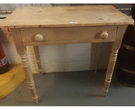 Victorian pine single drawer side table on ring turned legs. 76 x 45 x 70cm approx.(B.P. 21% + VAT) 