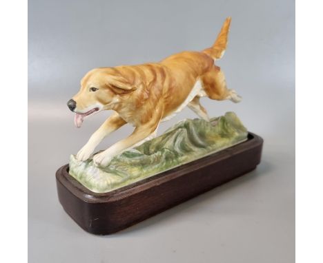 Royal Worcester fine bone china Golden Retriever, one of a series of sporting dogs modelled by Doris Lindner 1975, on wooden 