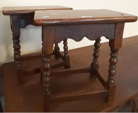 Pair of oak 17th century style joint stools with bobbin turned legs.  (2)   (B.P. 21% + VAT) 