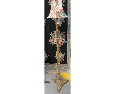 Good quality brass standard lamp with modern floral shade.  (B.P. 21% + VAT) 