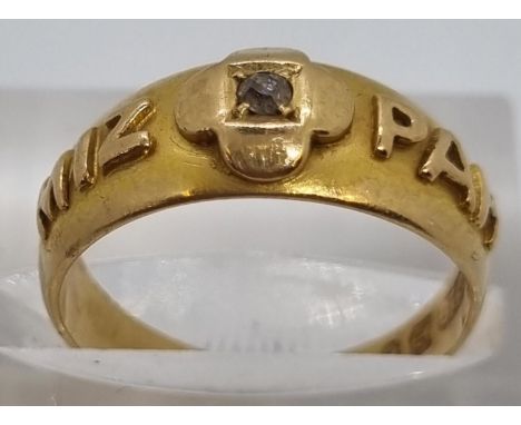 18ct gold and diamond ring marked 'Mizpah'.  4.4g approx.  Size L.   (B.P. 21% + VAT) 