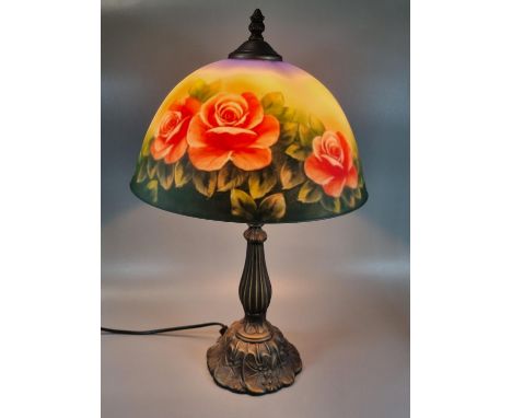 Modern table lamp, the shade of mushroom form decorated with roses and butterflies.(B.P. 21% + VAT) 