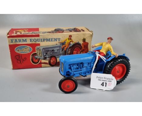 Crescent Toys diecast No. 1809 Fordson Dexta Tractor with driver figure, in original box.  Made by The Crescent Toys Co. Ltd,