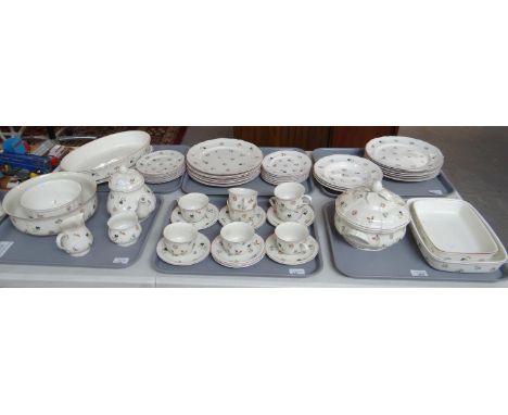 Six trays of Villeroy & Boch Luxembourg 'Petite Fleur' design china to include: various plates and bowls, teacups and saucers