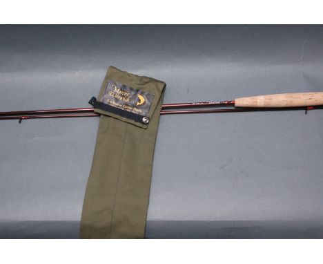 Marcus Warwick trout fly rod Model MX5, two sections, 8', line 5-6, labelled "Made by Marcus Warwick, Uppingham, England, No.