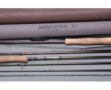 2 trout fly rods, Sharps of Aberdeen trout fly, two sections, 10', line 7, with hard rod tube, and Scierra Sweep trout fly, f