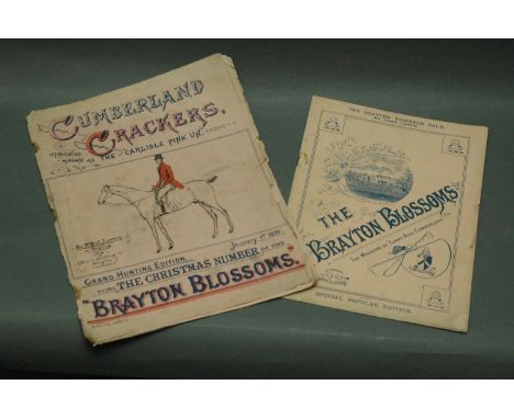 2 copies of The Brayton Blossoms magazine, "Cumberland Crackers, Grand Hunting Edition January 1st 1891" with drawing of Sir 