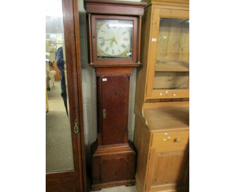 PITCH PINE CASED LONGCASE CLOCK WITH PAINTED DIAL AND ARABIC CHAPTER RING