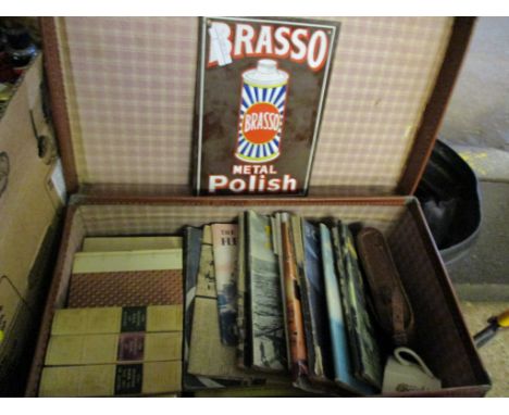 BRASSO METAL POLISH ENAMEL SIGN, MIXED BOOKS, EPHEMERA ETC