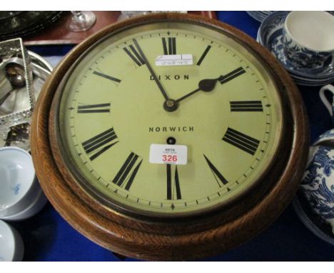 OAK FRAMED CIRCULAR DIAL CLOCK DIXONS OF NORWICH