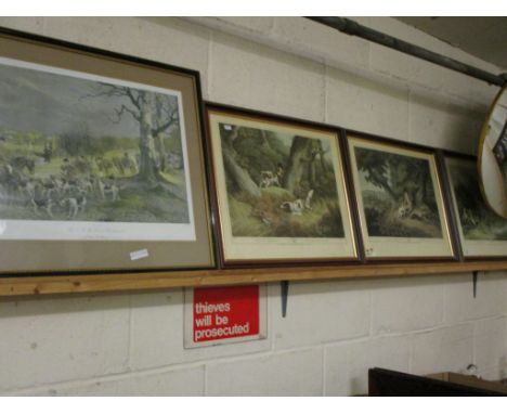 SET OF THREE HUNTING PRINTS AND ONE OTHER (4)