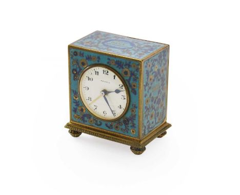 A Zenith Alarm Enamel Floral Decorated Travel Timepiece, in fitted caseCase with surface scratches, enamel panels with small 