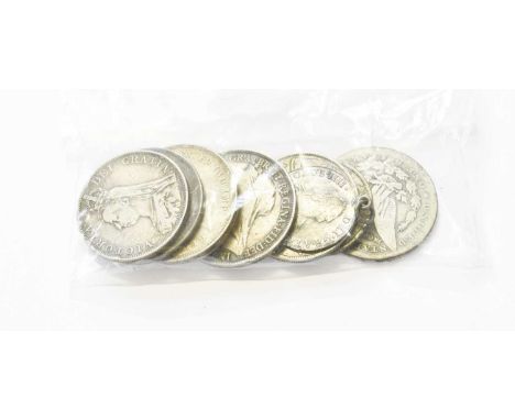 A Small Assortment of British and World Silver Coins, comprising; George III, crown, date unclear; Victoria, crown 1896; (2x)
